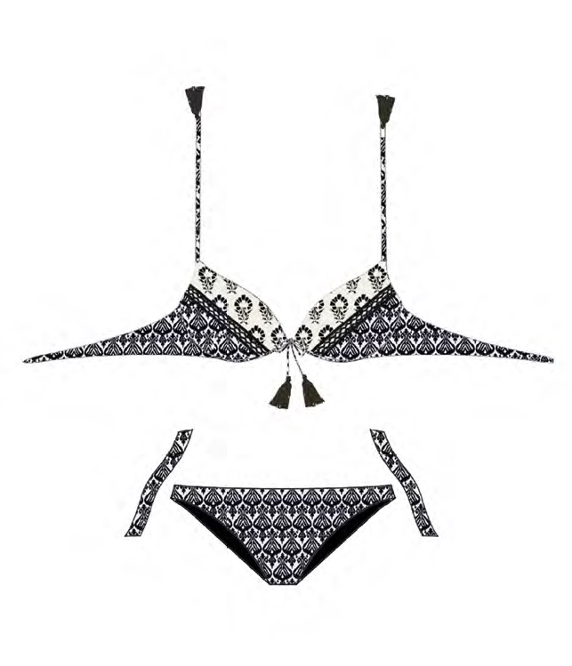 Marina Abagnale MA25E 34402 20 Bikini Coppe con ferretto e push-up estraibili, Slip fiocchi removibili