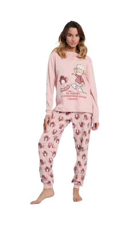 Happy People 6745 Sorridi Pigiama  Donna Serafino  Caldo cotone