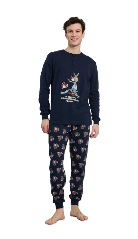 Happy People 6760 Sorridi Pigiama  Uomo Serafino Caldo cotone