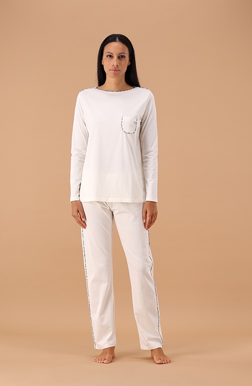 Maryhome 6P85019 Pigiama Donnagirocollo in caldo cotone