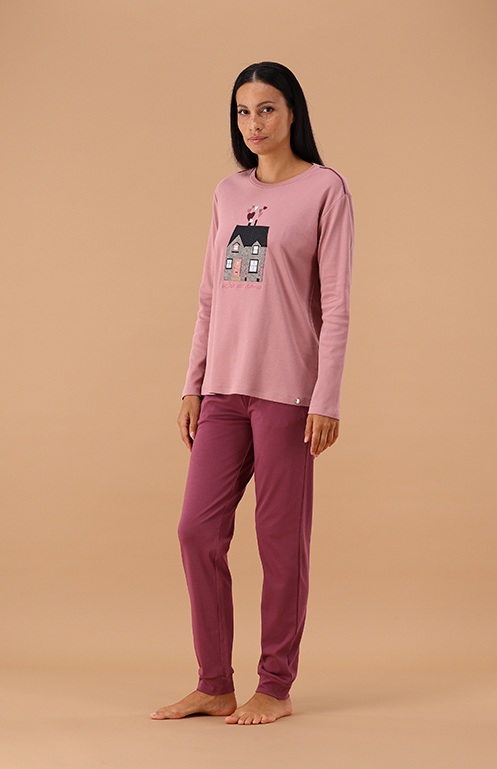 Maryhome 6P85043 Pigiama Donnagirocollo in caldo cotone