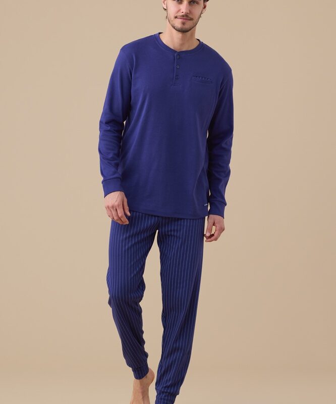 Noidìnotte FC3111 Pigiama uomo Serafino in caldo cotone