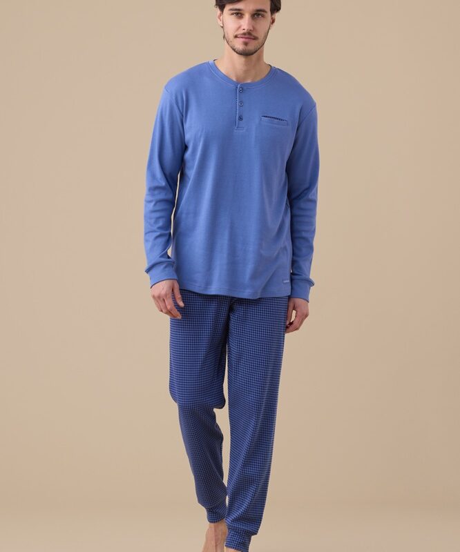 Noidìnotte FC3112 Pigiama uomo Serafino in caldo cotone