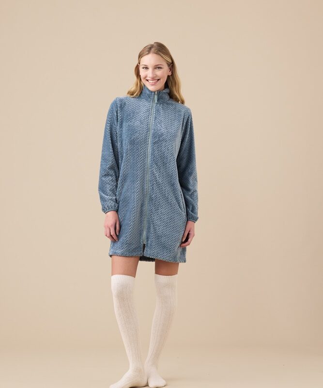 Noidìnotte GE3018 Vestaglia donnain micropile con zip