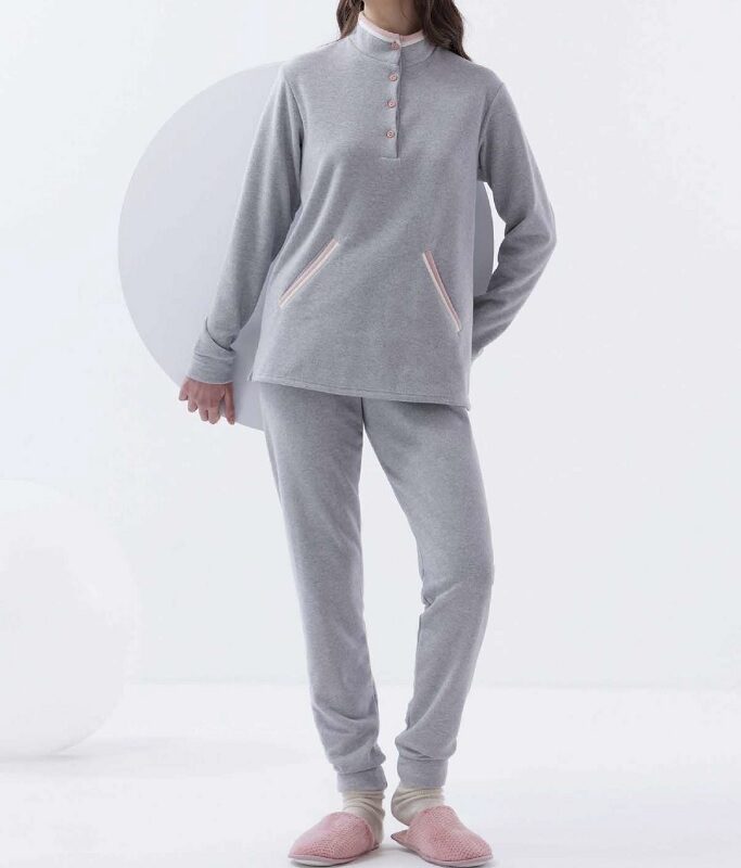 Amadine D3041  Pigiama donnaserafino con collo alto in punto milano m/l p/l