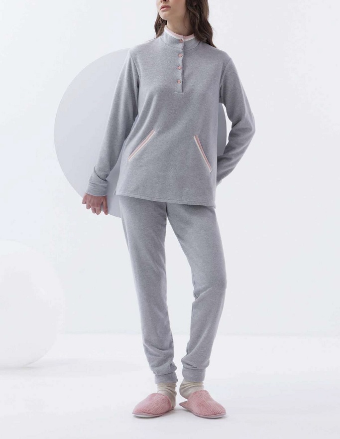 Amadine D3041  Pigiama donnaserafino con collo alto in punto milano m/l p/l