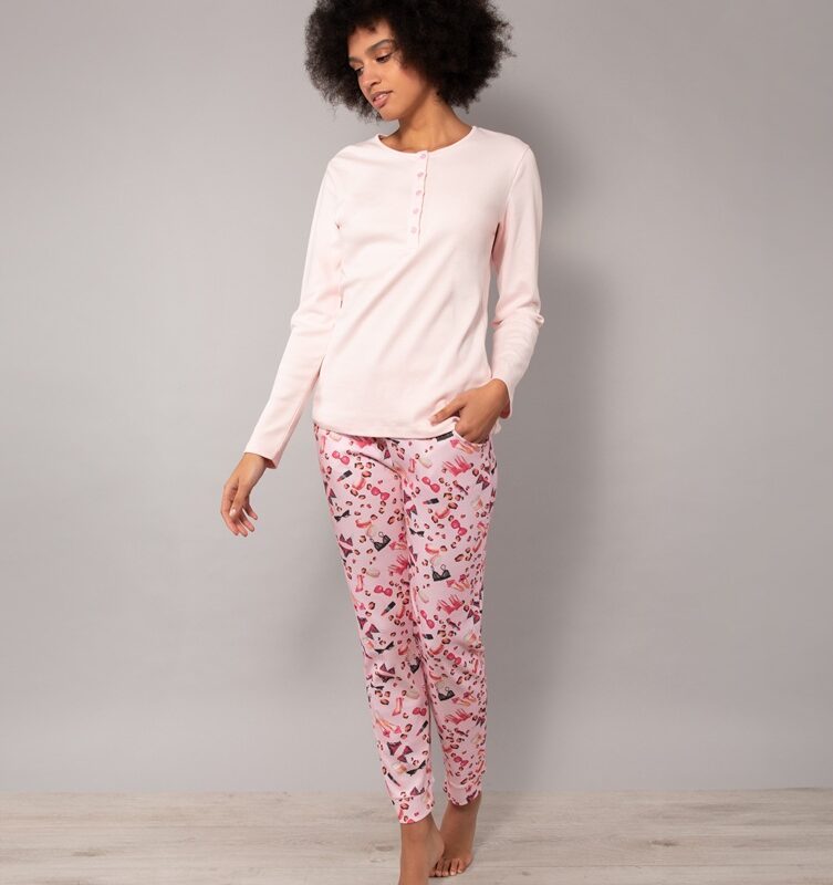 Verdissima BL11 Pigiama serafino, pantalone con polsino e tasche