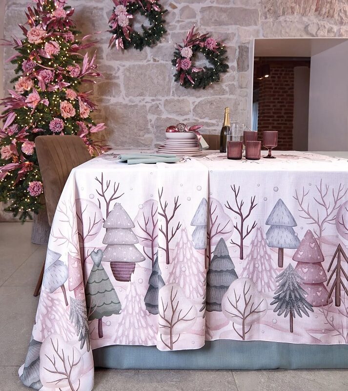 Maison Sucre'e Natale Korin Tovaglia Antimacchia Stampata cm. 155 x 180
