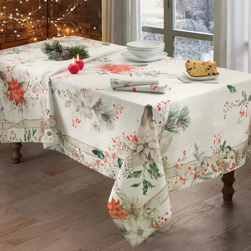 Vallesusa Passerotti Servizio daTavola x 12 con tovaglioli  Rettangolare cm. 150 x 270