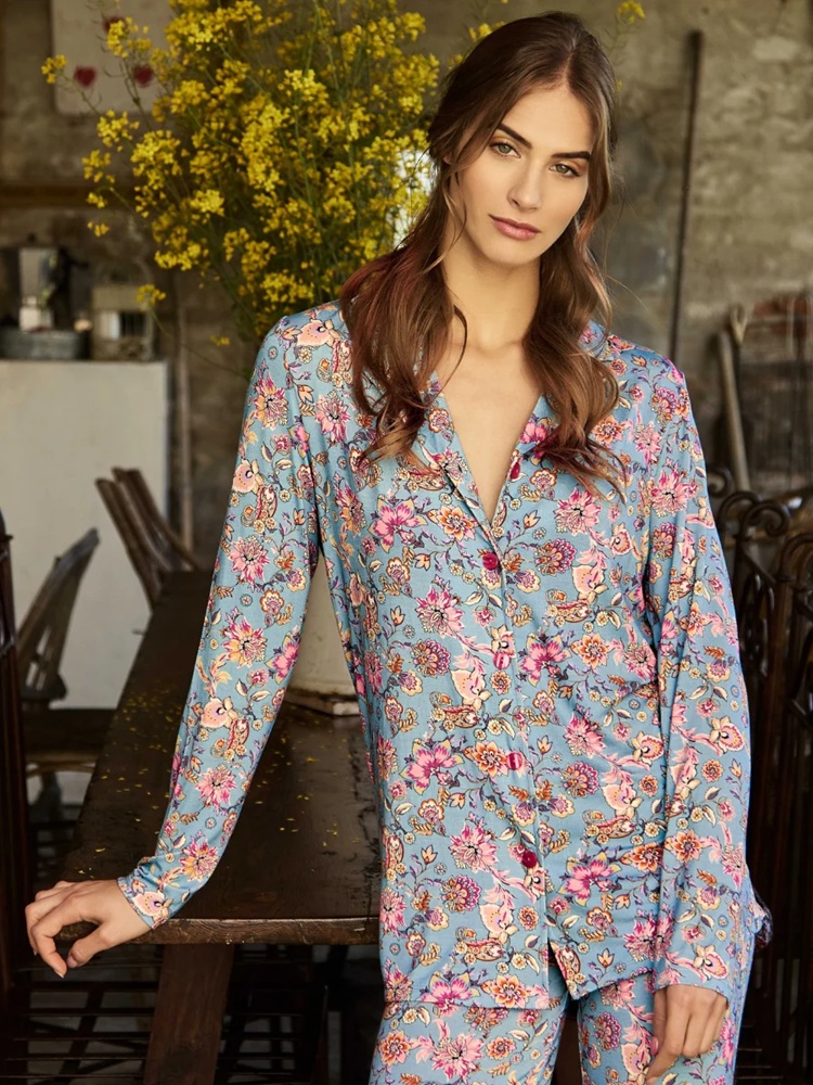 Verdissima LO13  Pigiama aperto, manica lunga pantalone lungo con tasche