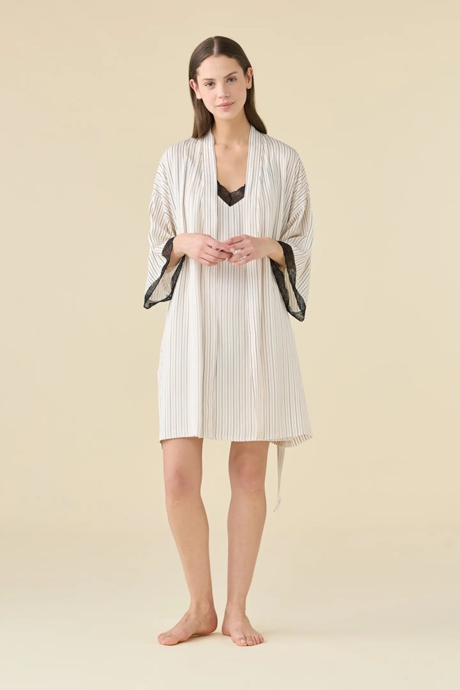 Noidìnotte GE3109 Kimono in viscosa manica 3/4