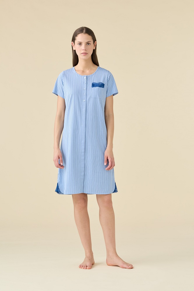 Noid&igrave;notte LA3487 Camicia da notte
aperta in Jersey di cotone  M/M