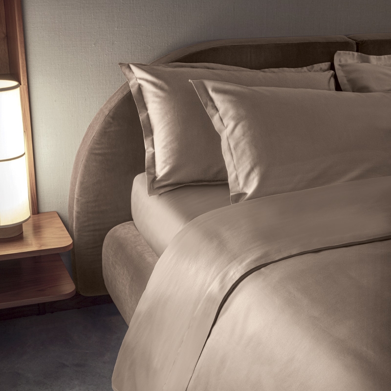 Fazzini Trecento Completo Lenzuola Matrimoniale in raso di cotone tinta unita