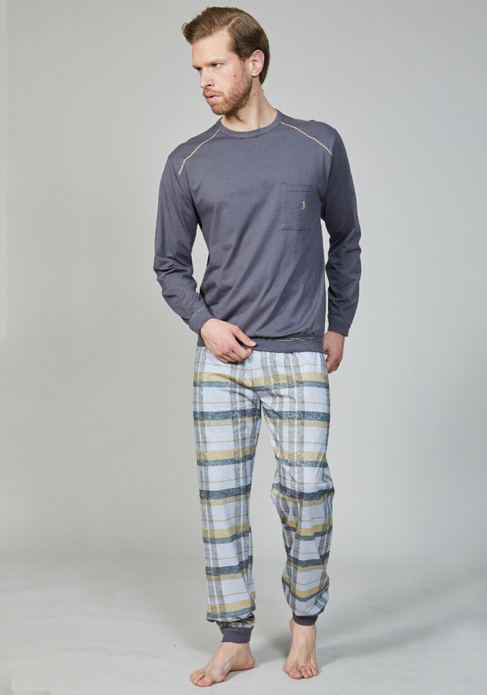 Bip Bip 3565 Pigiama Uomo Girocollo Bordato M/L P/L 100% cotone