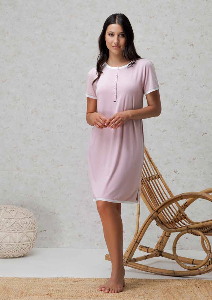 Amadine D3093 Camicia da notte serafino m/m in bambu' e seta