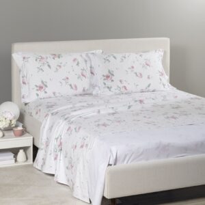 Caleffi Rosa Completo lenzuola Matrimoniale in flanella stampato