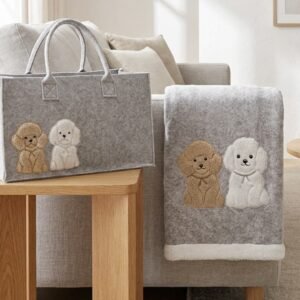 Daunex Cuccioli Chic Plaid Morbidotto Light c/applicazione  cm. 130 x 160 con borsa feltro