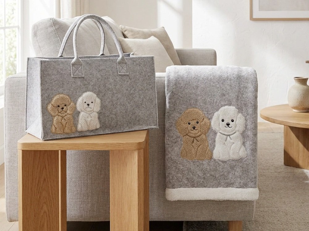 Daunex Cuccioli Chic Plaid Morbidotto Light c/applicazione  cm. 130 x 160 con borsa feltro